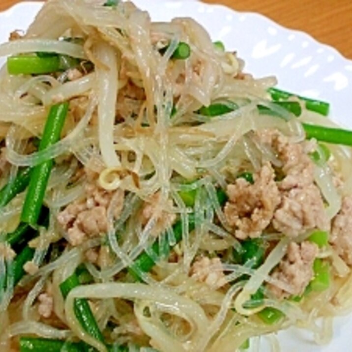 簡単！ラーメンスープでニンニクの芽の春雨いため